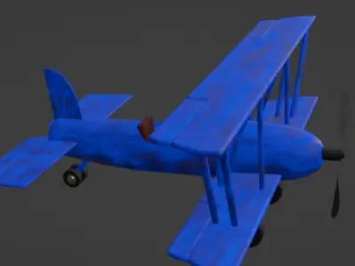 Blue Plane Low-poly 3D model