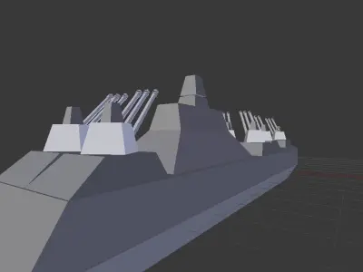 battleship ship with guns Low-poly 3D model