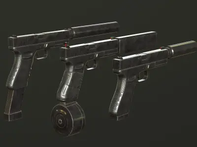 Glock 18 PBR Low-poly 3D model