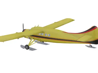 DE Havilland Canada Dhc-3 Otter With Skis Low-poly 3D model