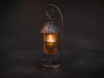 Antique Iron Lantern - Vintage Lamp  Low-poly 3D model