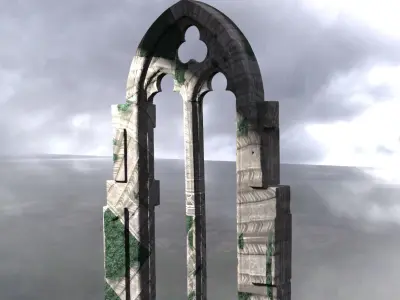 Aslan Stone table archway moss version Low-poly 3D model