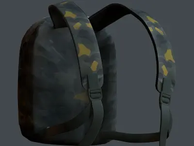 Backpack military combat Black baggage Low-poly  Low-poly 3D model