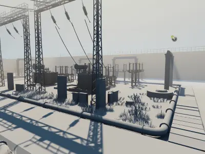Electric Substation Low-poly 3D model