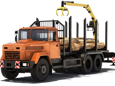 KrAZ 6233M6 timber carrier 2003 3D model