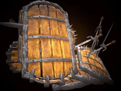 An epic sword and shield Low-poly 3D model