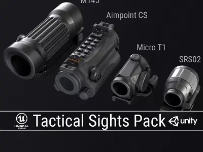 PBR Tactical Sights Pack Low-poly 3D model