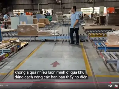 Gravity Roller Conveyor System For Stacks Of Wooden Sheets 3D model
