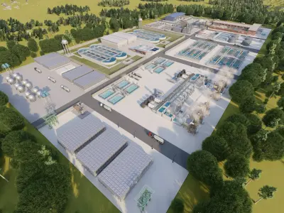Water treatment plant-Water and Sewage Treatment Plants 3D model