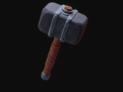 Stylized Hammer Low poly game ready Low-poly 3D model