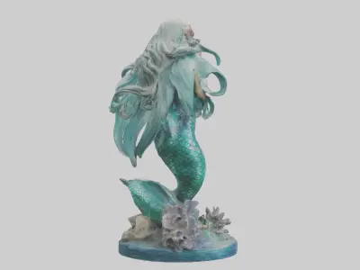 Fantasy Mermaid statue model Low-poly 3D model