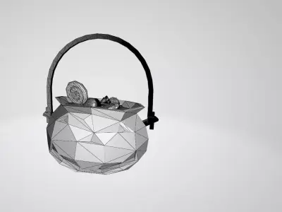 Pumpkin basket Free low-poly 3D model