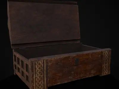 Rustic Medieval Wooden Curved Chest Low-poly 3D model