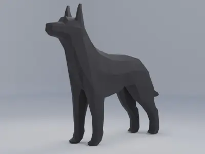 Polygonal dog Low-poly 3D model