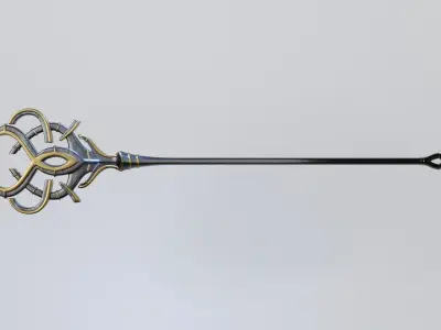 Magic Staff or Scepter Low-poly 3D model