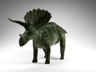 triceratops bronze sculpture of 3D model