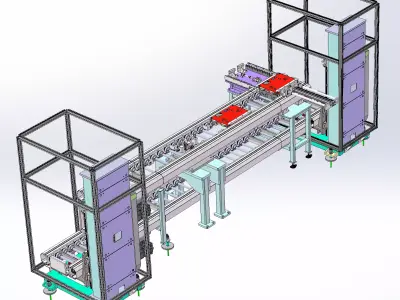 Double-layer conveyor with lifting at both ends 3D model