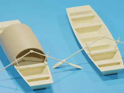 Asian Chinese Wooden Boat With Canopy 3D model