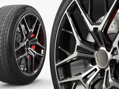 Modern Car Alloy Rim Multi Spoke Silver 3D model