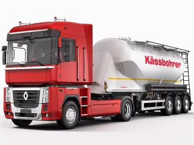 Renault Magnum Silo Trailer 3D model