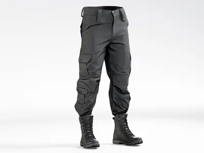 Black Pants With Boots 1 3D model