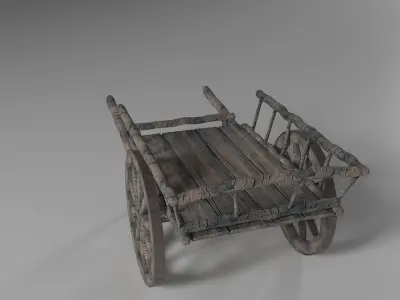 Ancient Wooden Cart Low-poly 3D model