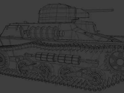 Type 97 Te-Ke tankette Low-poly 3D model