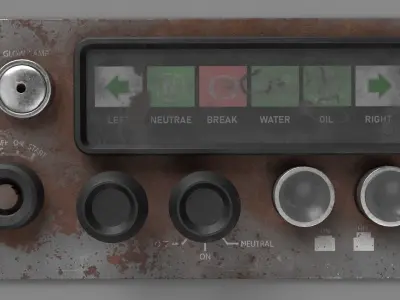 Old Dashboard of construction roller 02 3D model