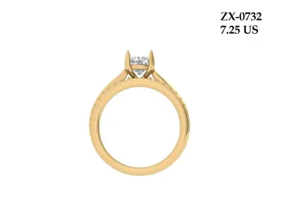  Cushion Solitaire Ring 3D print model