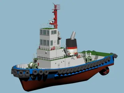 civilian tug boat 3D model