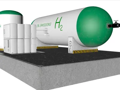 Green hydrogen energy h2 tank Low-poly 3D model