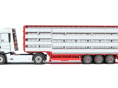 Truck with Animal Transporter Trailer 3D model purchase