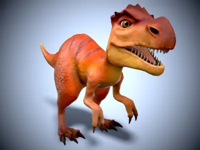 Cartoon dino mom Low-poly 3D model