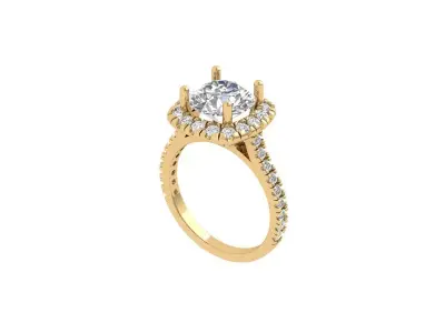 Solitaire Engagement Art Deco Ring 3D print model 45