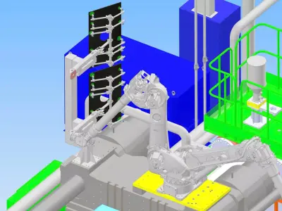 Sheet metal robot tooling for tandem press line 3D model