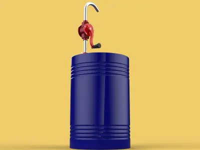 MANUAL PUMP HAND CRANK ROTARY FUEL OIL STEEL DRUM BARREL GALLONS 3D model