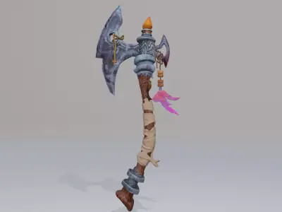 Un Axe medium poly model to a game or Low-poly 3D model
