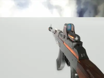 Ak-47 rifle Low-poly 3D model 5