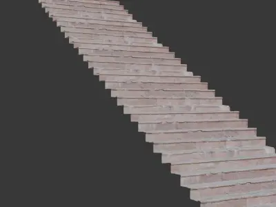 Worn Stone Staircase Low-poly 3D model