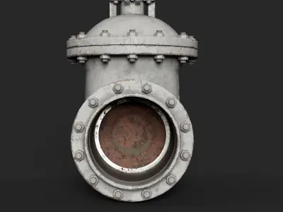 Industrial gate valve  Low-poly 3D model