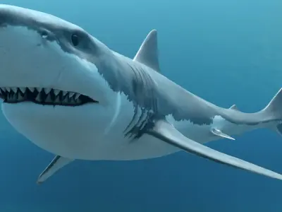 Great White Shark Low-poly 3D model 6