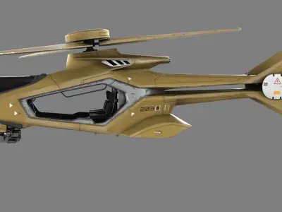 Futuristic Copter Low-poly 3D model
