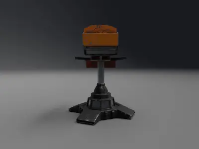 Military turret - double barrel Low-poly 3D model