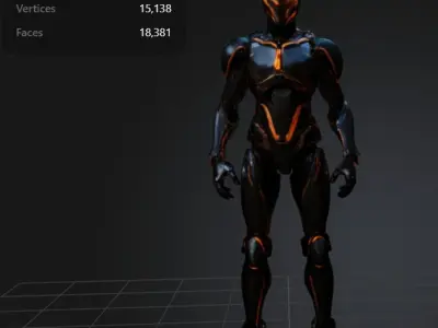 Cyber Sentinel Ninja humanoid character  Low-poly 3D model