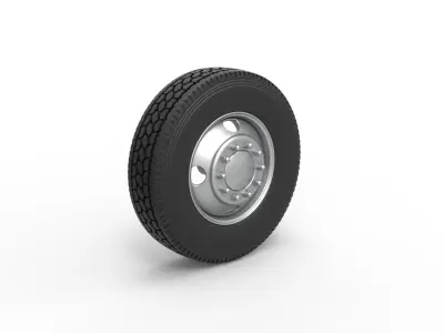 4 Hole front wheel of old school truck Scale 1 to 25 3D print model