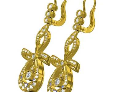 Antique Art Deco Style Earring 4 3D print model