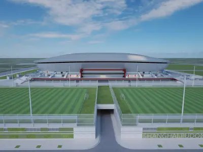 Professional Football Stadium Arena with Training Pitches 3D model
