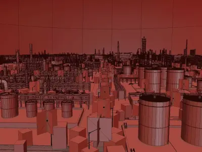Industrial chemical plant oil refinery factory buildings 3D model