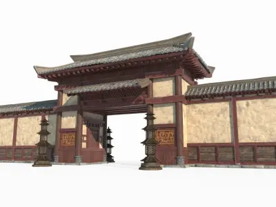 Luxury Gate of Asian Ancient Architecture 3D model