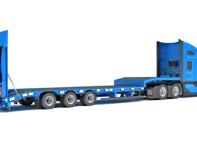 Truck with Platform Trailer 3D model get